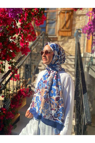 YEDİLALE Flower Patterned Cotton Shawl [Digital Print]