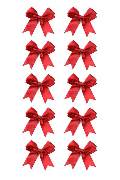 hapshoe 10 Pieces Red Satin Bow Decoration Ribbon Set