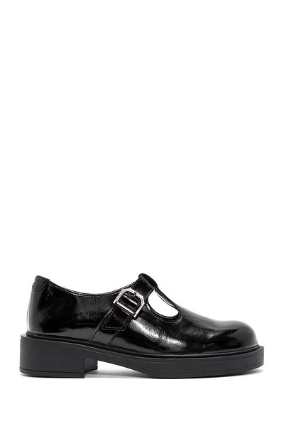 Derimod Black Patent Leather Women's Shoes - Buckle, Masculine 24Wfd 511516