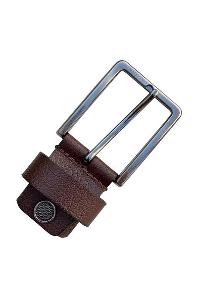 S.S SÜZER DERİ Brown 3.5 Cm. Replacement Belt Buckle Genuine Leather with Screw