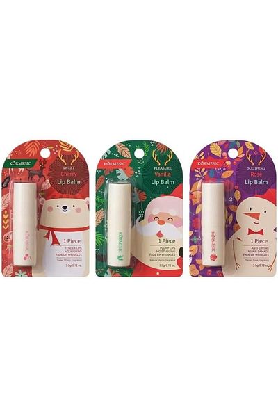 Kormesic Dual Flavour Lip Balm, Cherry and Rose, and Vanilla