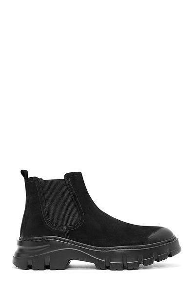 Derimod Men's Black Nubuck Leather Chelsea Boots 24Wfd6416V3
