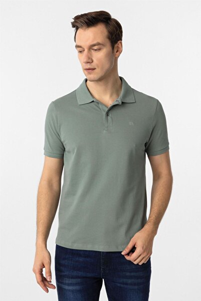 SÜVARİ Μπλουζάκι Water Green Slim Fit με μονόχρωμο γιακά πόλο
