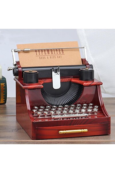 Tahtakale Dünyası Daktilo şeklinde dekoratif müzik kutusu obje masa üstü hediyelik ofis ev arkadaş hediyesi