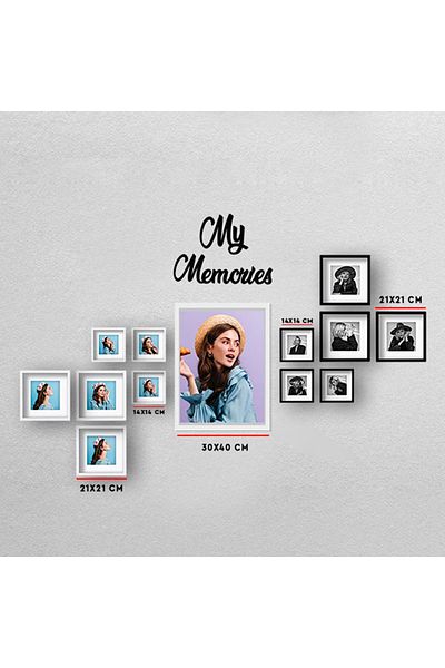 Senden Hediye White 14x14cm Pola Square Photo Frame with Adhesive Disconnect Mat - Pack of 3