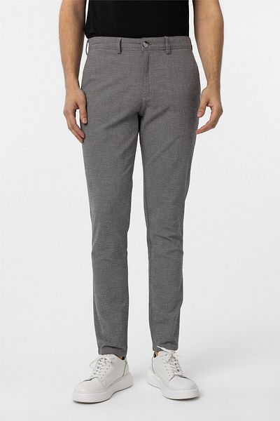 SÜVARİ Μαύρο παντελόνι από καμβά Dobby Slim Fit