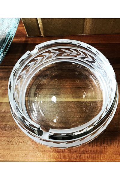 Paşabahçe Precious Mineral Gold and Silver Patterned Handmade Curved Ashtray 11 cm