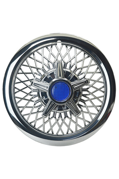 OTOCİRİT Jant Kapağı Kırılmaz Telli Yıldız Fırfırlı Mavi 14" ABS Krom Paslanmaz 4'lü (TAKIM OLARAK)