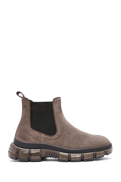 Derimod Men's Beige Suede Leather Chelsea Boots 24Wfd 701610