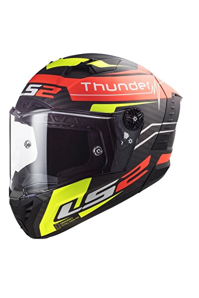LS2 THUNDER KARBON ATTACK MAT KIRMIZI-NEON SARI KASK