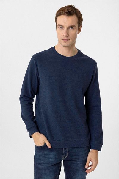 SÜVARİ Πλεκτό με κανονικό σχέδιο Navy Blue Crew Neck