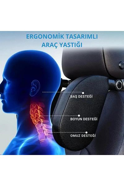 coofbe Foldable Adjustable Artificial Leather Car Pillow Auto Travel Pillow Car Neck Collar Auto Pillow