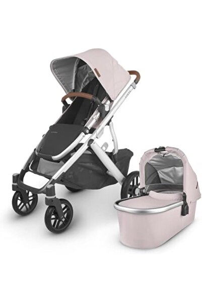 UPPABABY عربة أطفال فيستا V2 القابلة للتحويل - أليس - وردي باهت مع إطار فضي و...