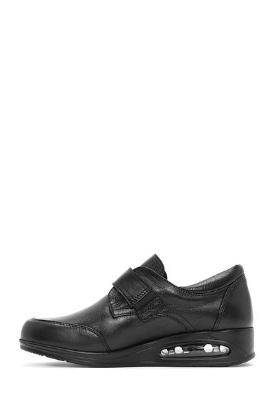 Derimod Women's Black Banded Wedge Heeled Leather Comfort Shoes 24Wfd 236718
