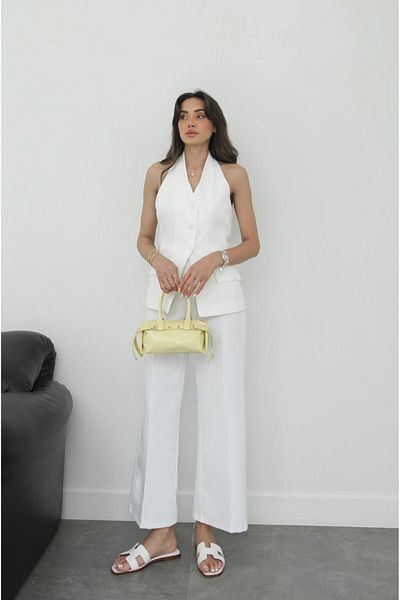 Havoş White Hillary Halter Neck Vest Pants Suit