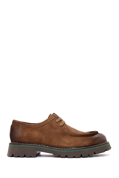 Derimod Men's Tan Lace-Up Suede Leather Casual Shoes 24Wfd 740510