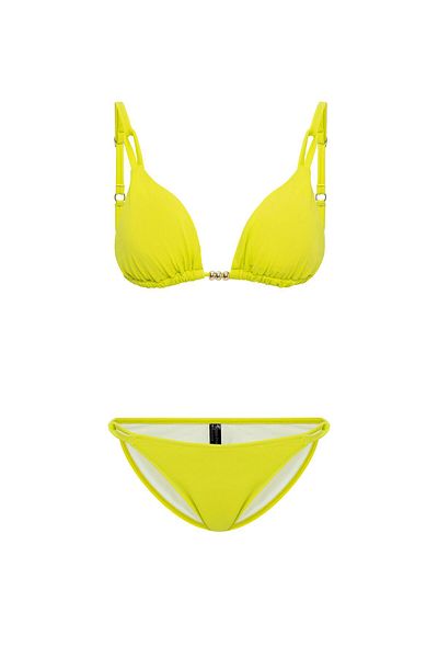 AQUAVİVA Women's Neon Green Izabella Triangle Bikini Set with Gold Accessories