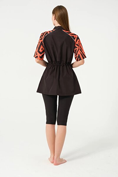 TESMAY αθλητικό lycra αδιάβροχο ύφασμα με φερμουάρ μπροστά γυναικείο μισό μανίκι μαγιό χιτζάμπ