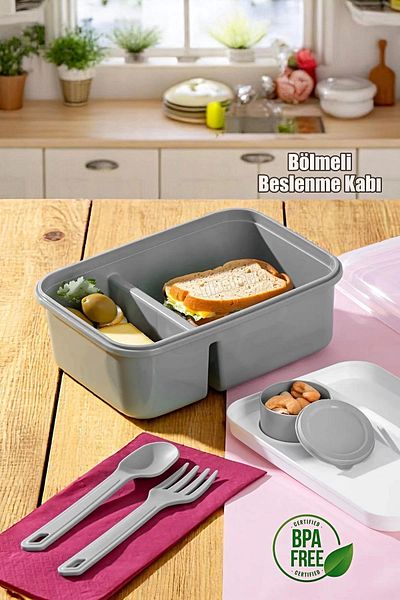 Tilbe Home Self-Ladle Fork Sauce Bowl Compartmented Lunch Box - Portable Lunch Box Color