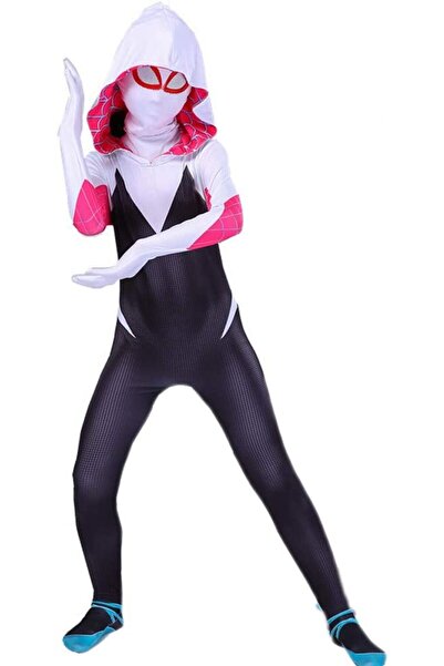 EvrikaUnity Costum Copii Gwen Spiderman, Marvel, Caracter Fata, Lycra, 9-10 a...