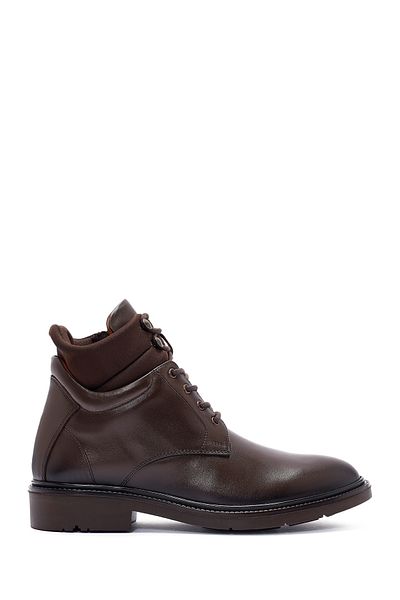 Derimod Men's Brown Zippered Leather Casual Boots 24Wfd 604218