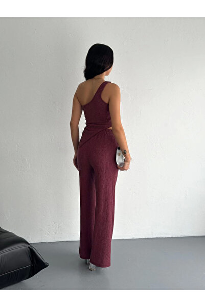 velmorafashion Velmora Asymmetric Crop Pants Two-Piece Set - Dusty Rose -