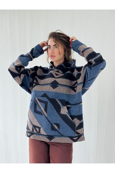 Retrobird Hanorac cu glugă unisex oversize de iarnă cu ștampilă groasă