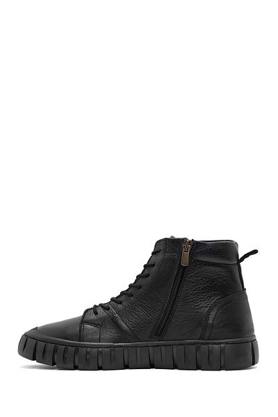 Derimod Men's Black Zippered Lace-Up Leather Boots 24Wfd 675118