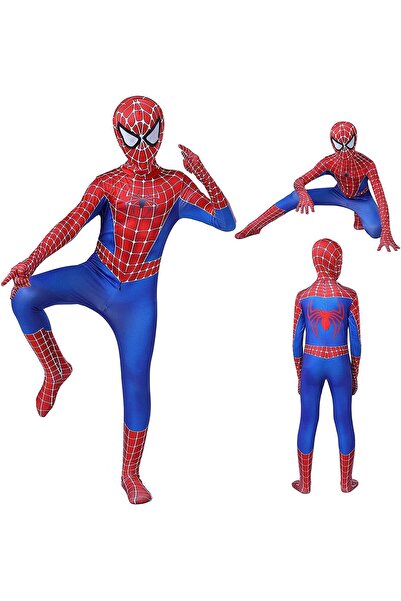 EvrikaUnity Costum primul Om-Paianjen pentru copii, Supererou, Spiderman, 7-8 ani, 150 cm, Rosu / Albastru