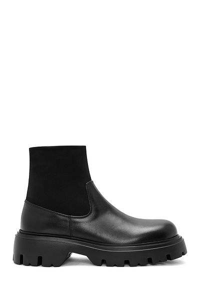 Derimod Men's Black Thick Soled Leather Casual Boots 24Wfd 631618
