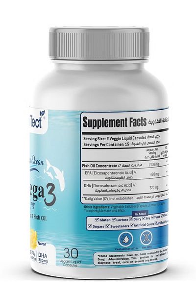 OptiTect Omega 3 Fish Oil, 30 Vegan Liquid Capsules, 1300 Mg