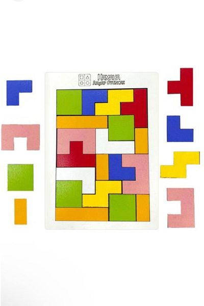 Luzay Educational Wooden Toy 19 Pieces Block Tetris Puzzle Intelligence Game Montessori Skill Development