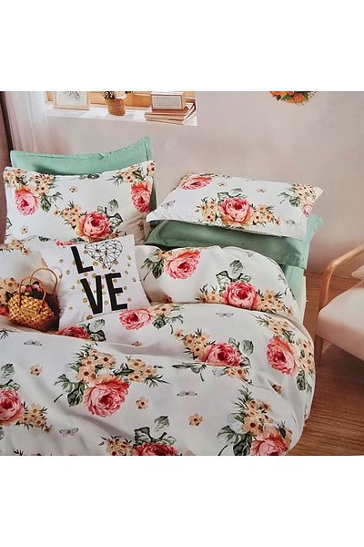 Kotonia Home Finet Gros Bed Linen, Xxl - Floral Pattern, 6 Pieces, Talo, 07