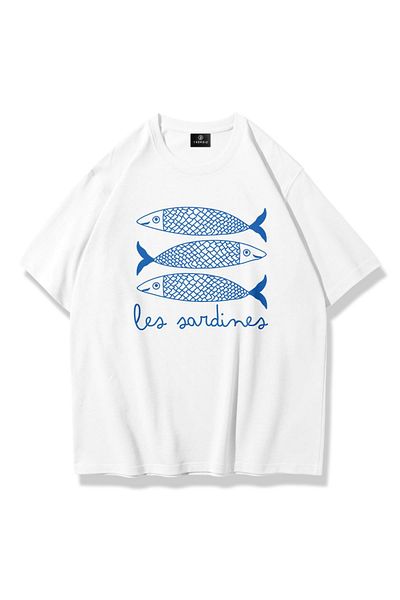Trendiz Unisex Les Sardines Tshirt Λευκό