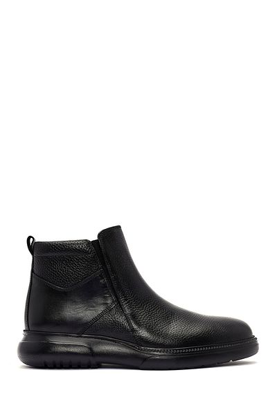 Derimod Men's Black Zippered Leather Casual Boots 24Wfd6041Ft