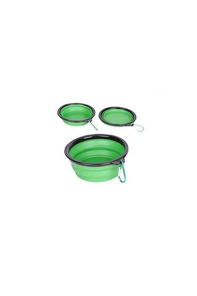 OEM Bol Pliabil Pentru Caini Si Pisici, Silicon, 400-800 Ml, Inatime 5 Cm, Latime 13 Cm, Verde