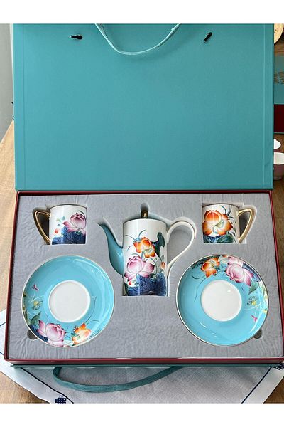 Mikasa Moor Garden Blue Tea Set 5 Pieces for 2 People