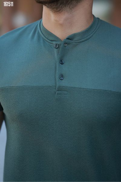 moda wanilia Men's Judge Collar Buttoned Cotton T-Shirt