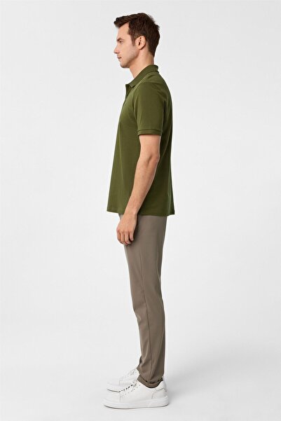 SÜVARİ Khaki Regular Plain Polo Neck T-Shirt