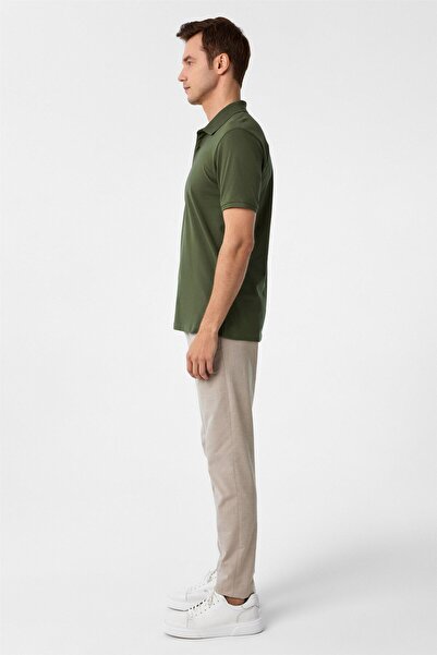 SÜVARİ Μπλουζάκι με λαιμόκοψη πόλο χακί εφαρμοστό