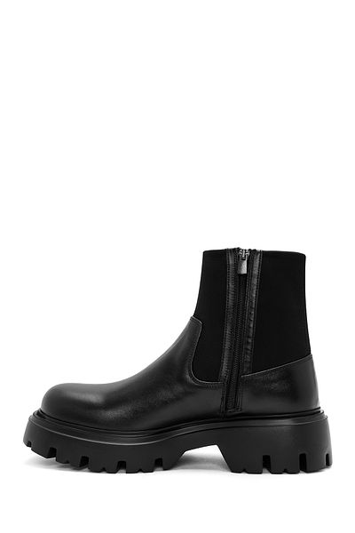 Derimod Men's Black Thick Soled Leather Casual Boots 24Wfd 631618