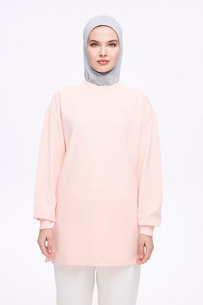 Haşema Soft Textured Oversize Powder Basic Daily Sweatshirt Act-22