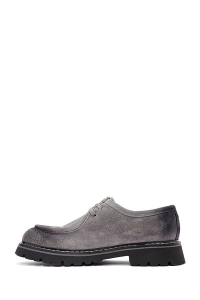 Derimod Men's Gray Lace-Up Suede Leather Casual Shoes 24Wfd 740510