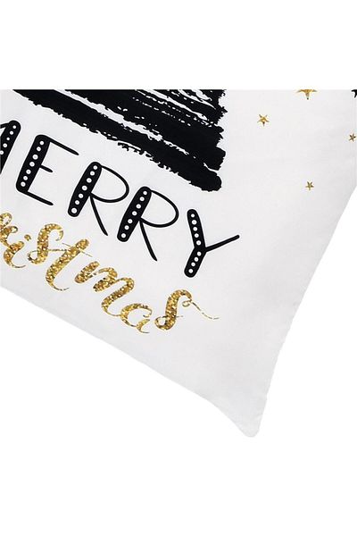 Springos Merry Christmas decorative pillowcase, with zipper, 40 x 40 cm, polyester, white