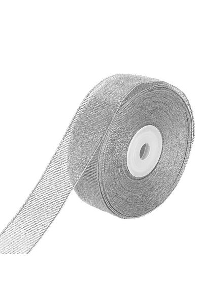 Springos Decorative Ribbon, Length 22 M, Width 25 Mm, Glitter, Silver