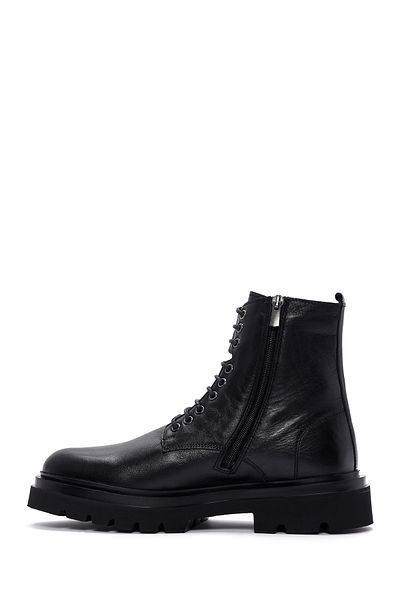 Derimod Black Leather Men's Casual Boots - Zippered 24Wfd 620318