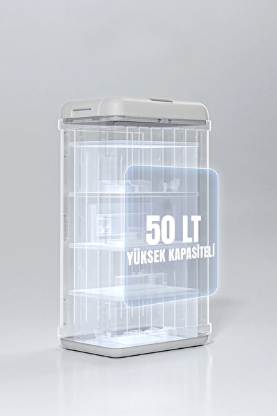 EVLE Decorative Foldable Plastic Trash Can with Sensor, 50 Lt