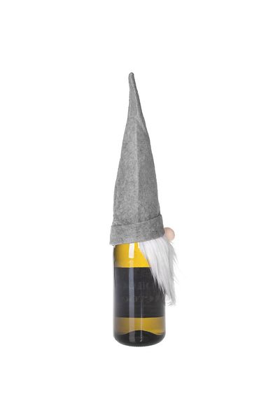 Springos Decoration for wine bottles or juice bottles, dwarf model, 37 x 12 cm, gray