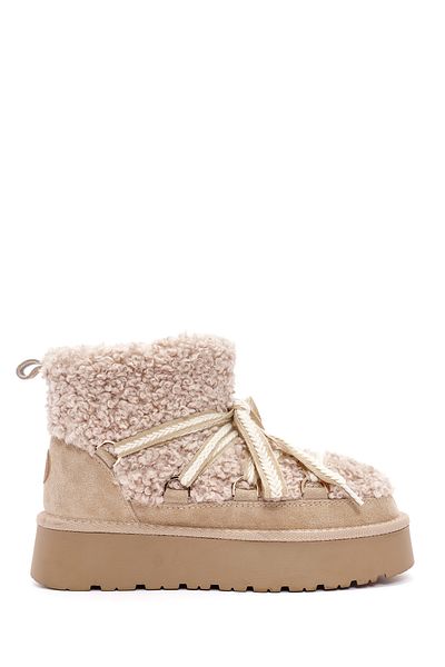 Derimod Beige Fur Leather Boots - Women'S, High Bottom, Winter, Plush 24Wfd 405214