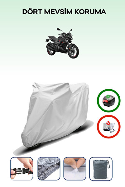 Breen Bajaj Pulsar N 250 için Arka Çanta ve Kilit Uyumlu Gri Motosiklet Branda, Güvenli